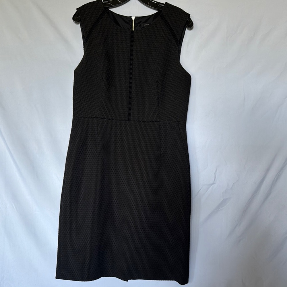 J. Crew Black Textured Sheath Midi Dress